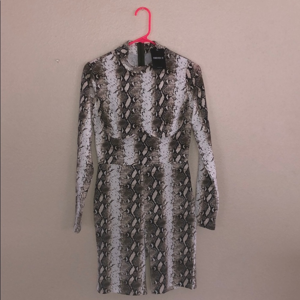 Mock neck snake print romper